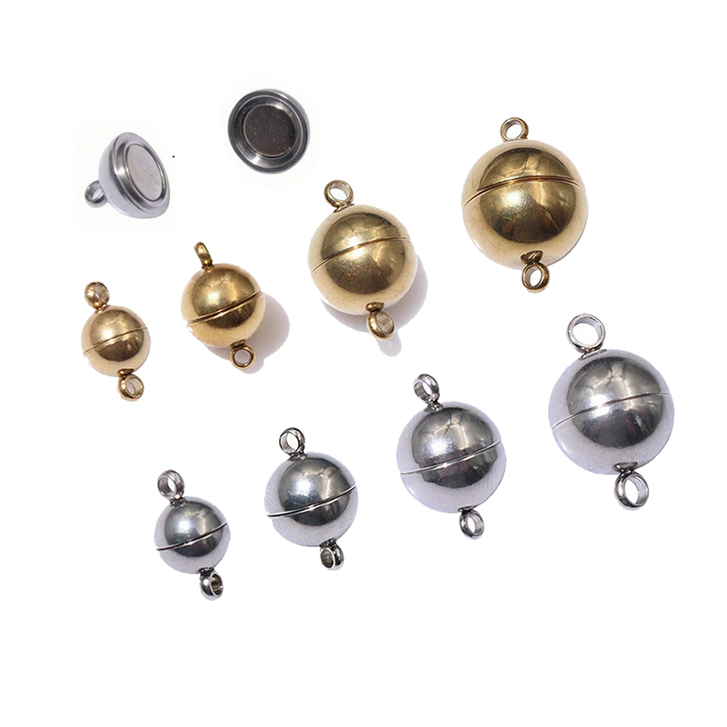 Jewelry Making Charms - 5Pairs 6/8/10/12mm Round Stainless Steel Magnetic