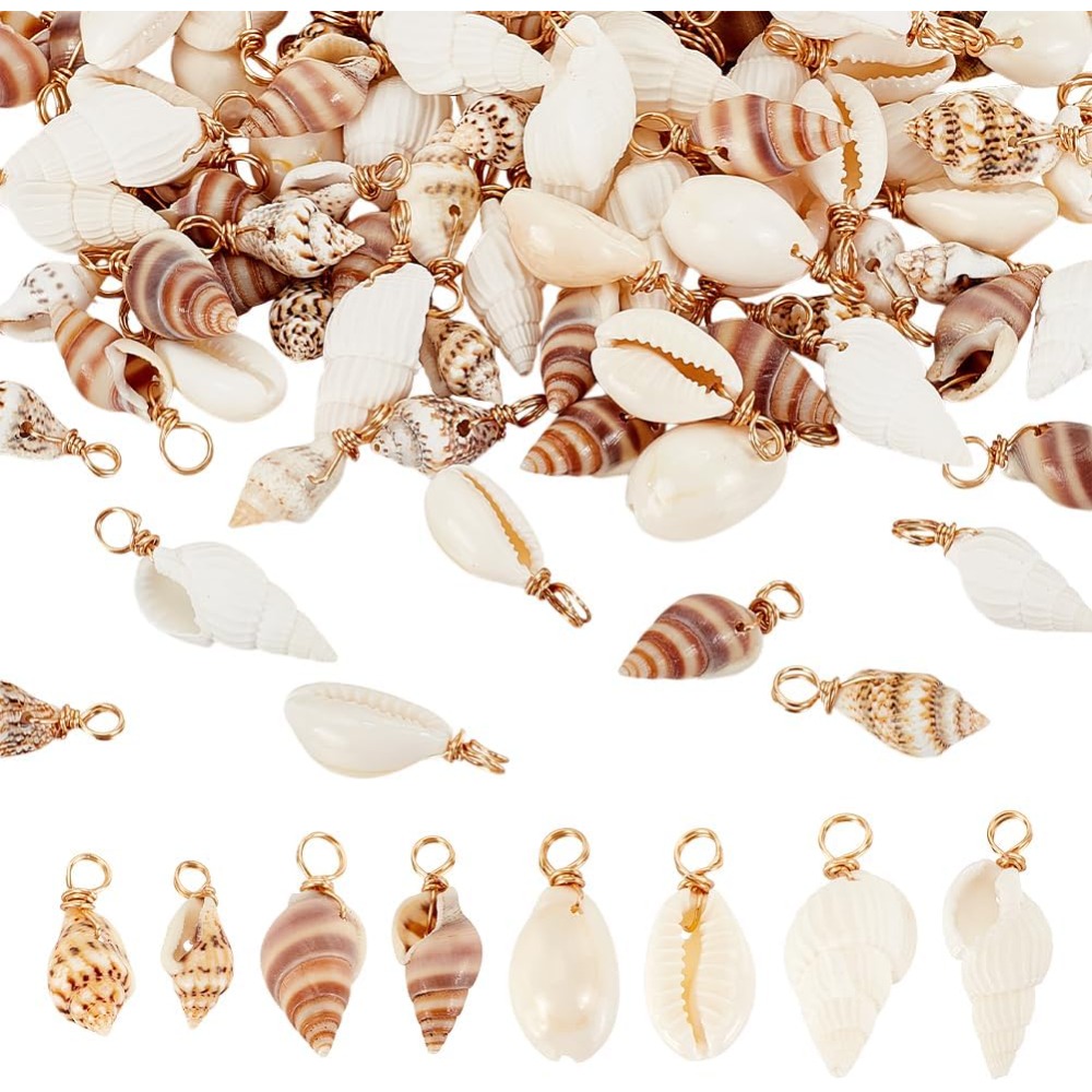 Jewelry Making Charms - 100pcs 4 Styles Natural Shell Charms