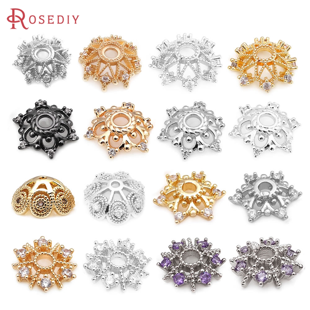 18K Gold Color Brass and Zirco - огляд і ціна Bead Cap Flower