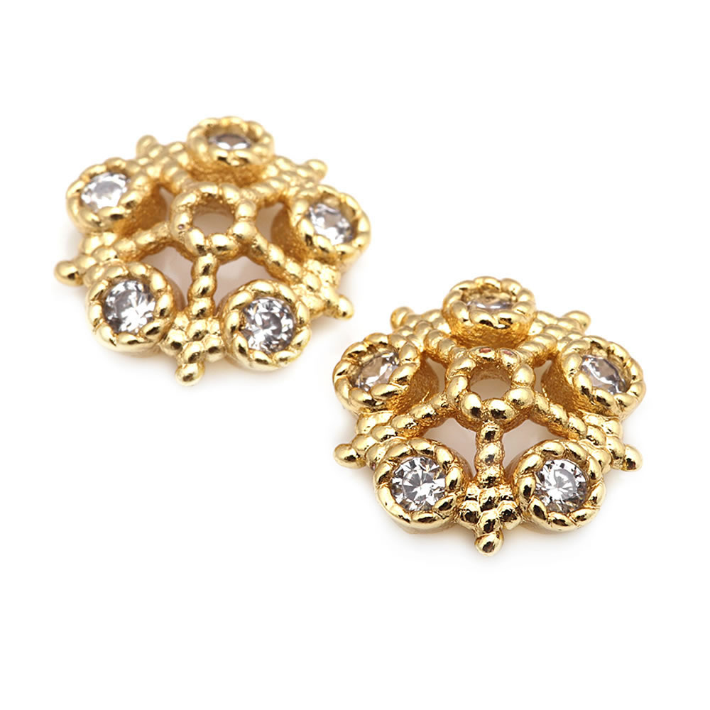 18K Gold Color Brass and Zirco - огляд і ціна Bead Cap Flower