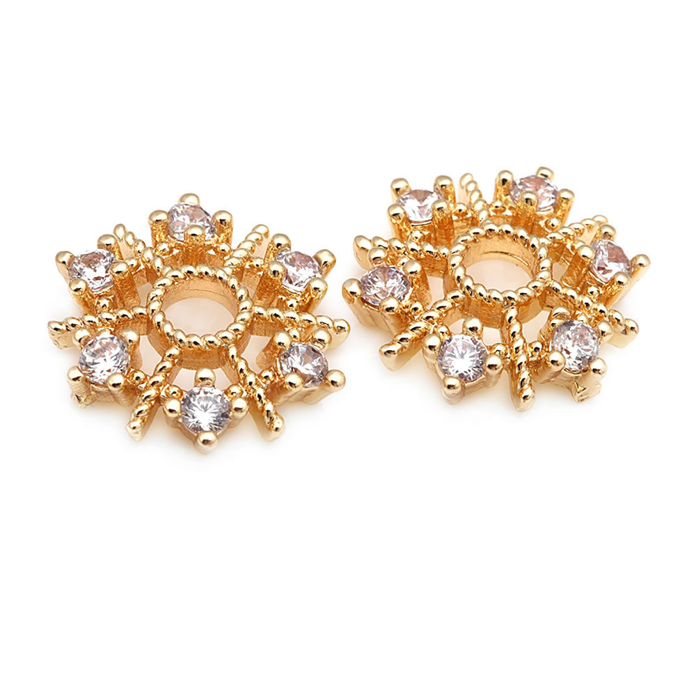 18K Gold Color Brass and Zirco - огляд і ціна Bead Cap Flower