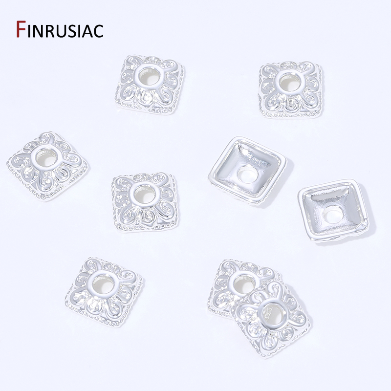 18K Gold Plated Brass Square B - огляд і ціна Bead Cap Flower