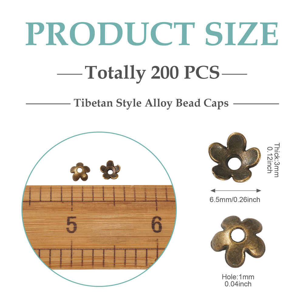 200pcs Tibetan Antique Bronze  - огляд і ціна Bead Cap Flower