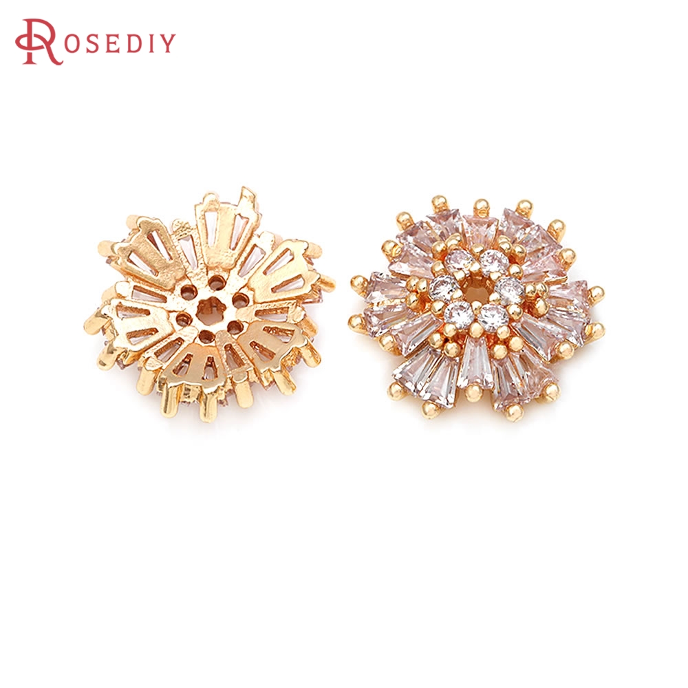 18K Gold Color Brass Zircon Fl - огляд і ціна Bead Cap Flower