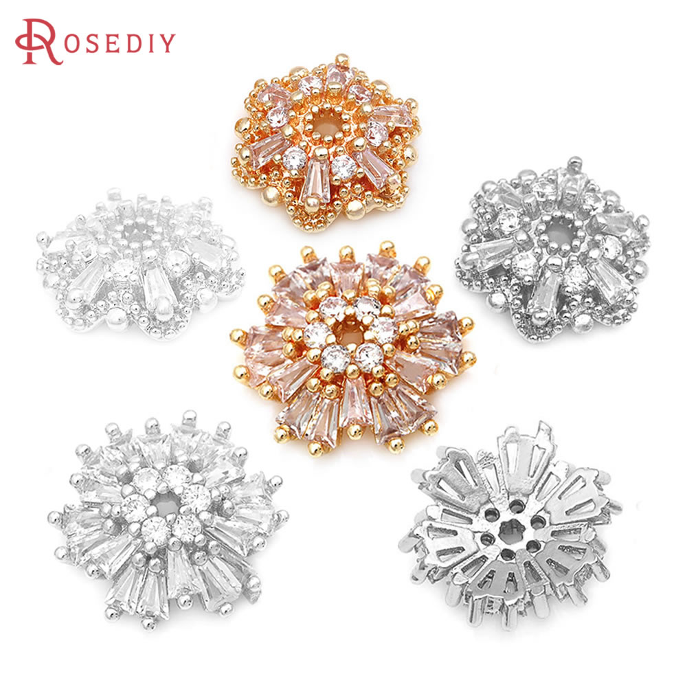 18K Gold Color Brass Zircon Fl - огляд і ціна Bead Cap Flower