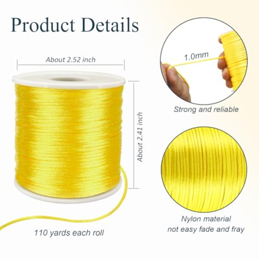 Nylon Satin Cord 1mm Rattail - - огляд і ціна Knotting Cord Silk