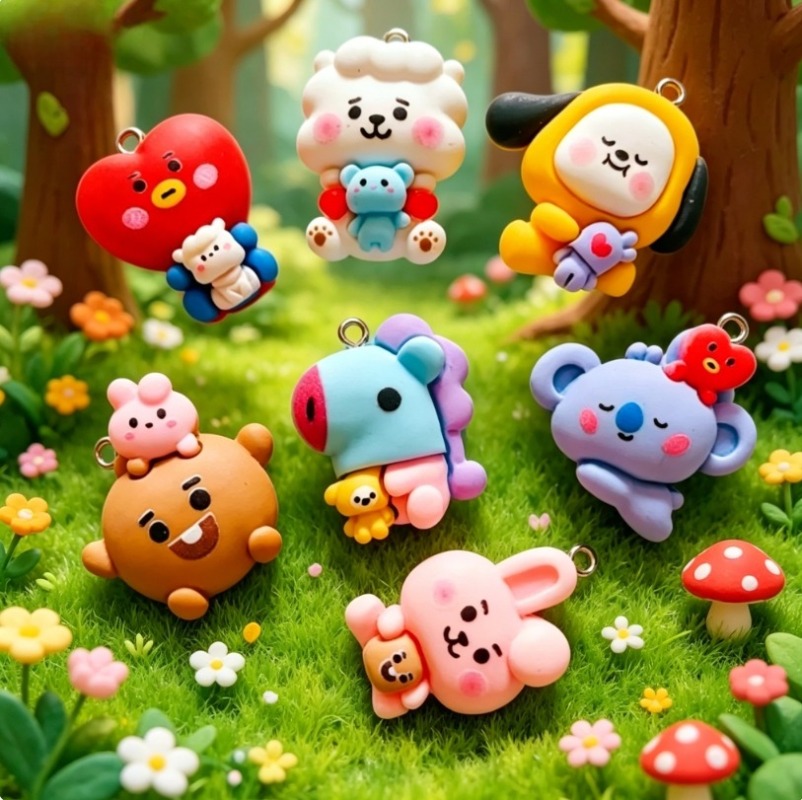 7pcs BT21 Resin Cartoon Charm  - огляд і ціна Jewelry Making Charms
