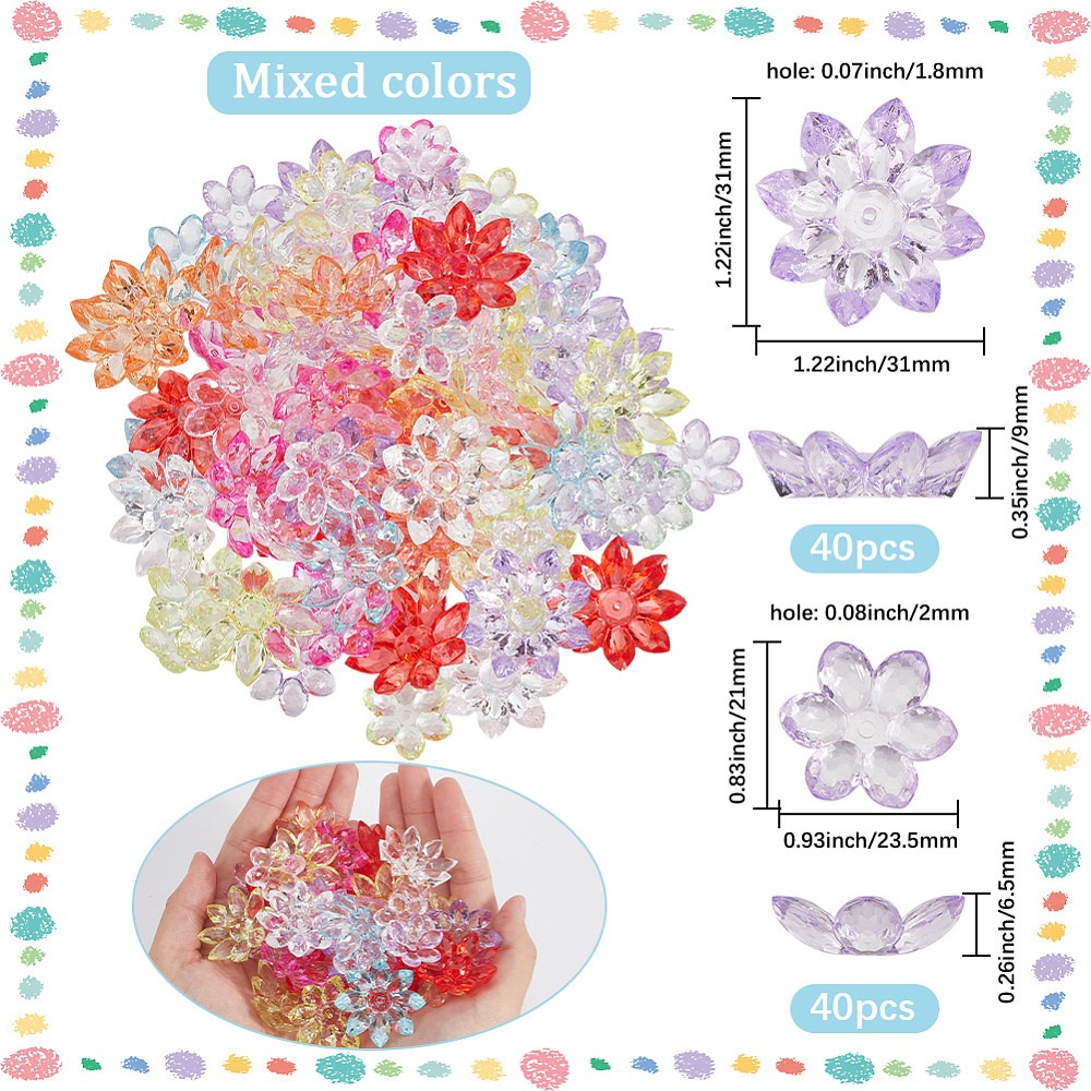 80Pcs 2 Styles Transparent Acr - огляд і ціна Bead Cap Flower