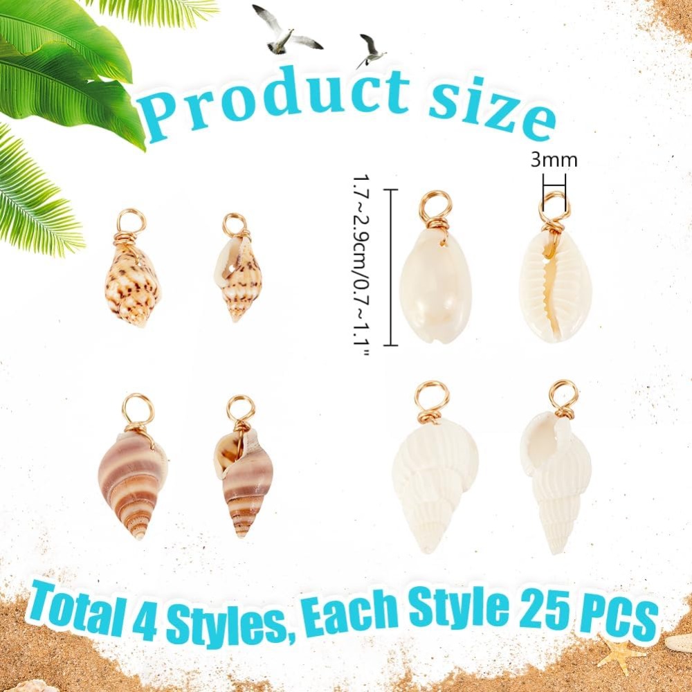 100pcs 4 Styles Natural Shell  - огляд і ціна Jewelry Making Charms