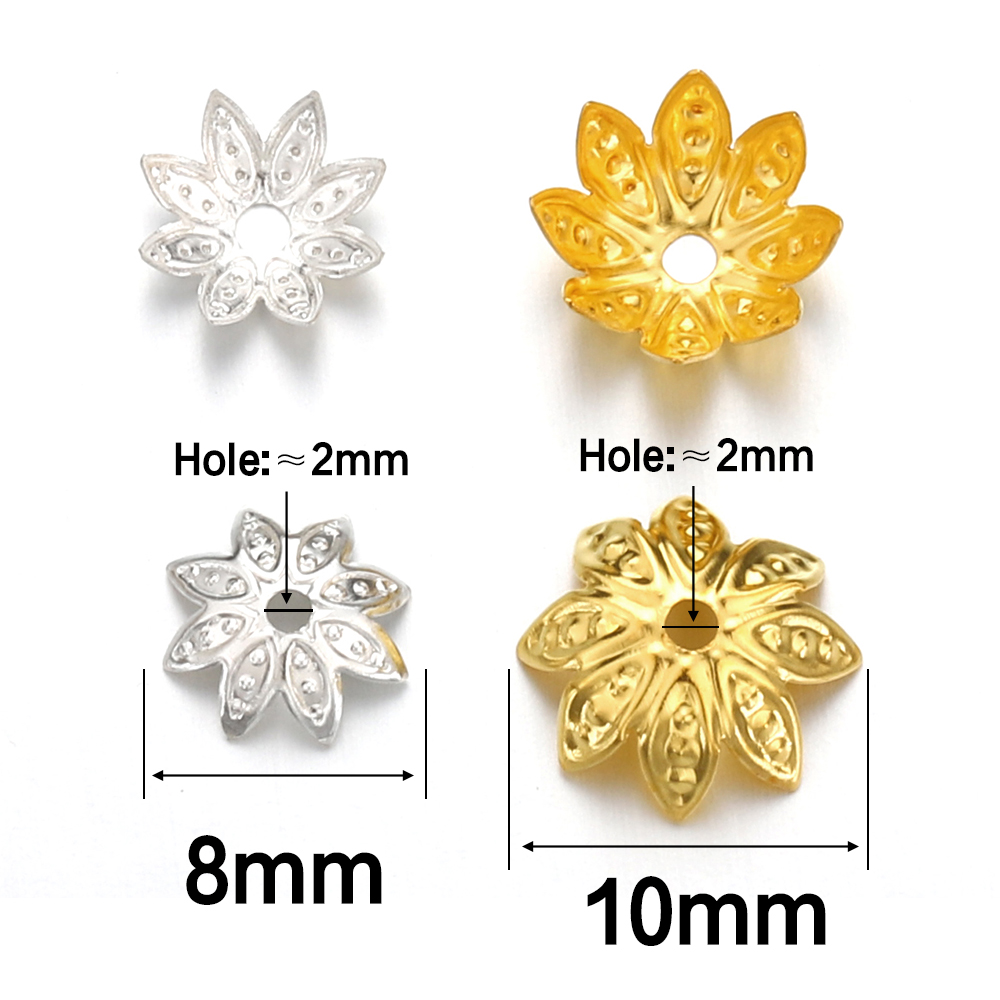 200pcs 8-10mm Gold Flower Bead - огляд і ціна Bead Cap Flower
