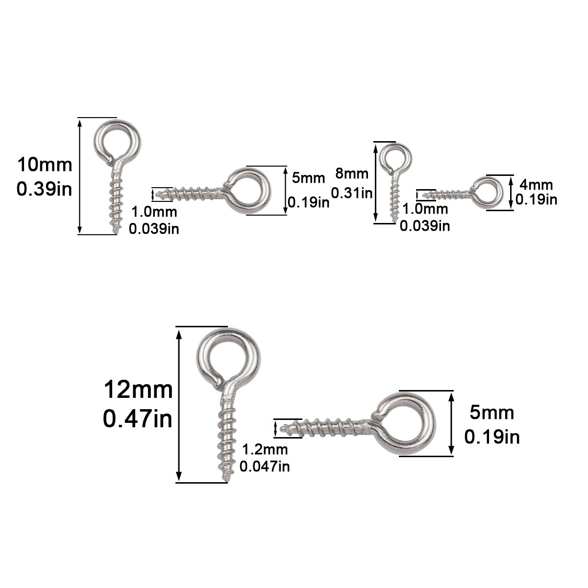100pcs 4x8/5x10/5x12mm Stainle - огляд і ціна Jewelry Making Rivets