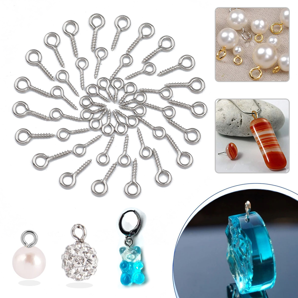 100pcs 4x8/5x10/5x12mm Stainle - огляд і ціна Jewelry Making Rivets